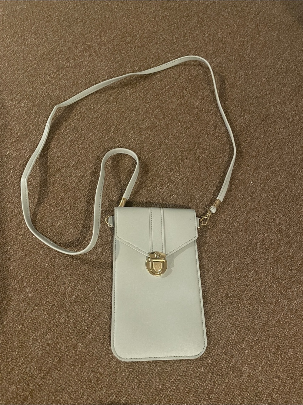 Light Blue Crossbody Phone Bag with Gold Hardware